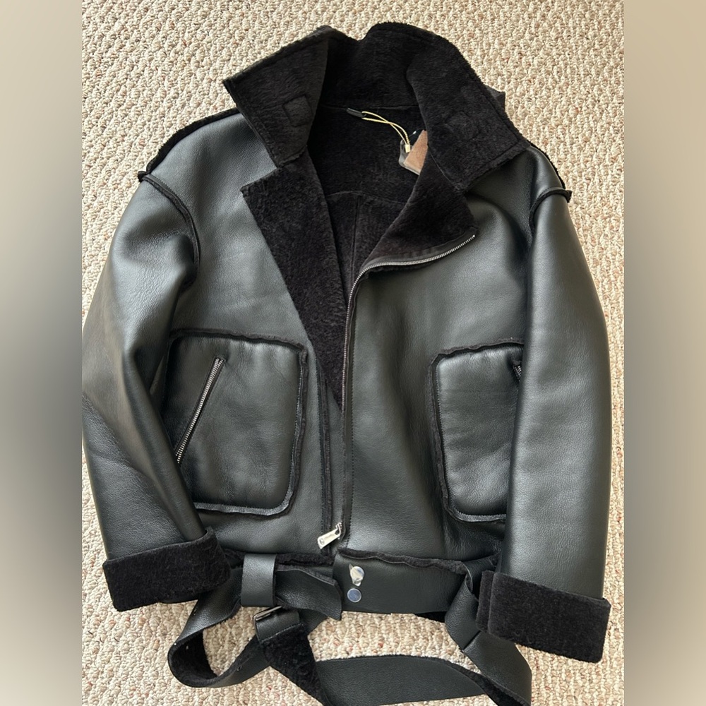 NWT Genuine Lamb Shearling black Jacket